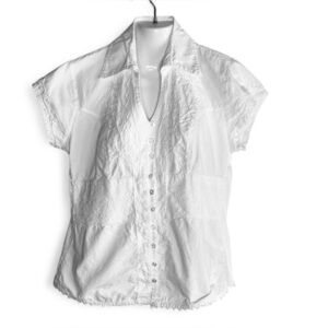 Inca Cotton White Short Sleeve Blouse Size XL